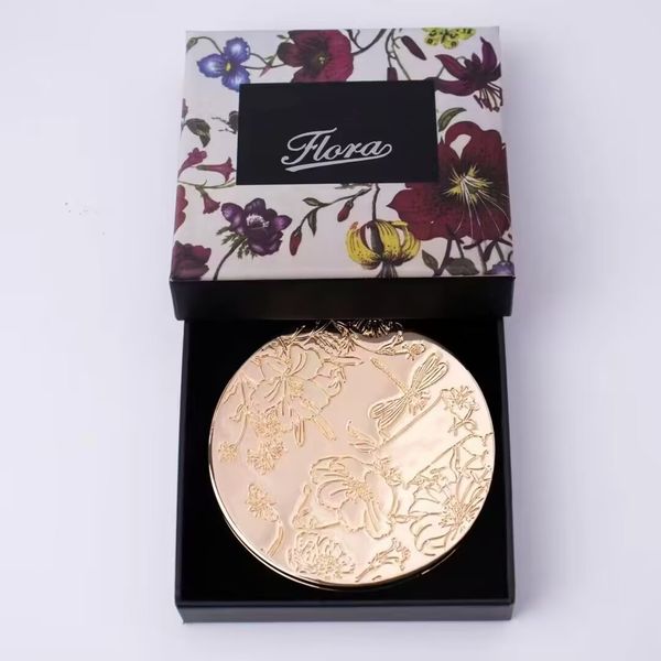 Brand Sliver Floral Makeup Mirror Compact Stainless Steel Metal Pocket Vanity Mirror 2 Sided Women Portable Folding Mirror Gift