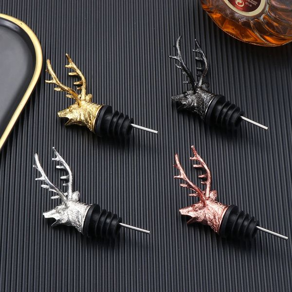 Deer Head Wine Pourer Bottle Stoppers Zinc Alloy Bar Tools Wedding Party Drinks Aerators Kitchen Tool Accessories 241203