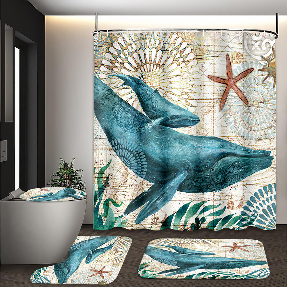 YL-37541 waterproof polyester digital printed marble pattern shower curtain bathroom double layer shower curtain