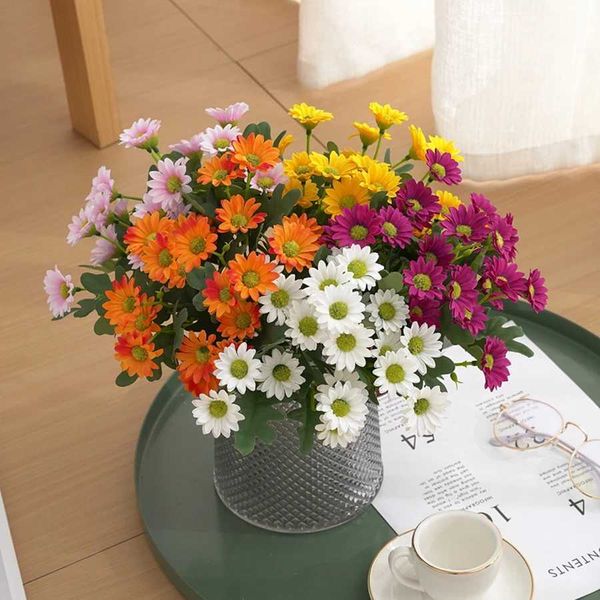 Autumn Beautiful Artificial Flowers Silk Daisy DIY Home Garden Party Wedding Decoration Craft Fall Christmas Cheap Fake Plants Y240801