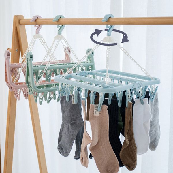 32 Peg Dryer Washing Line Airer Clothes Horse Underwear Socks Pants Hanger