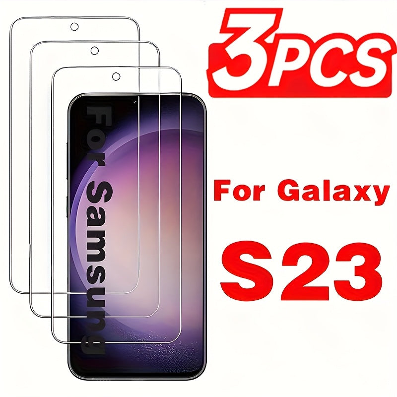 TEMU Set Of 3 Screen Protectors For For Galaxy S23, Tempered Glass Protective Film Designed For Galaxy S23, Glossy Screen Surface, High Quality
