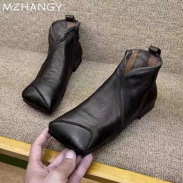 Square Toe Women Ankle Flats Designer Shoes Woman Trend Fashion Boots New Sneakers Retro Soft Mujer Snow Botas