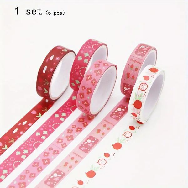 Geometric Watercolor Tape Collection Versatile Design for DIY Notebooks & School Artwork (Set of 5 Rolls)