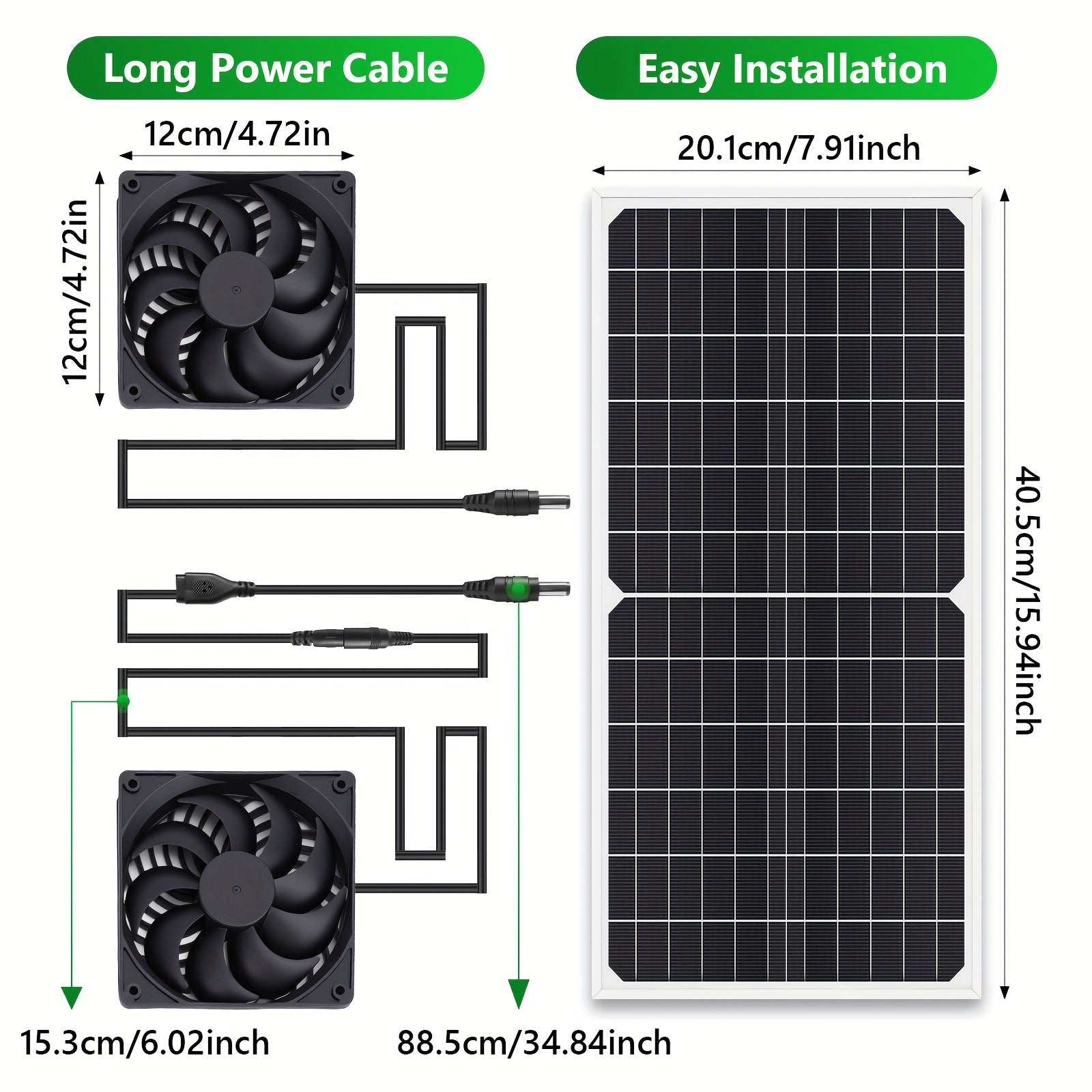 TEMU 16w Solar Panel Fan Set, Monocrystalline Silicon Cooling Dual Fan, Camping Solar Exhaust Fan, Solar Powered Fan For Pet House Chicken Coops And