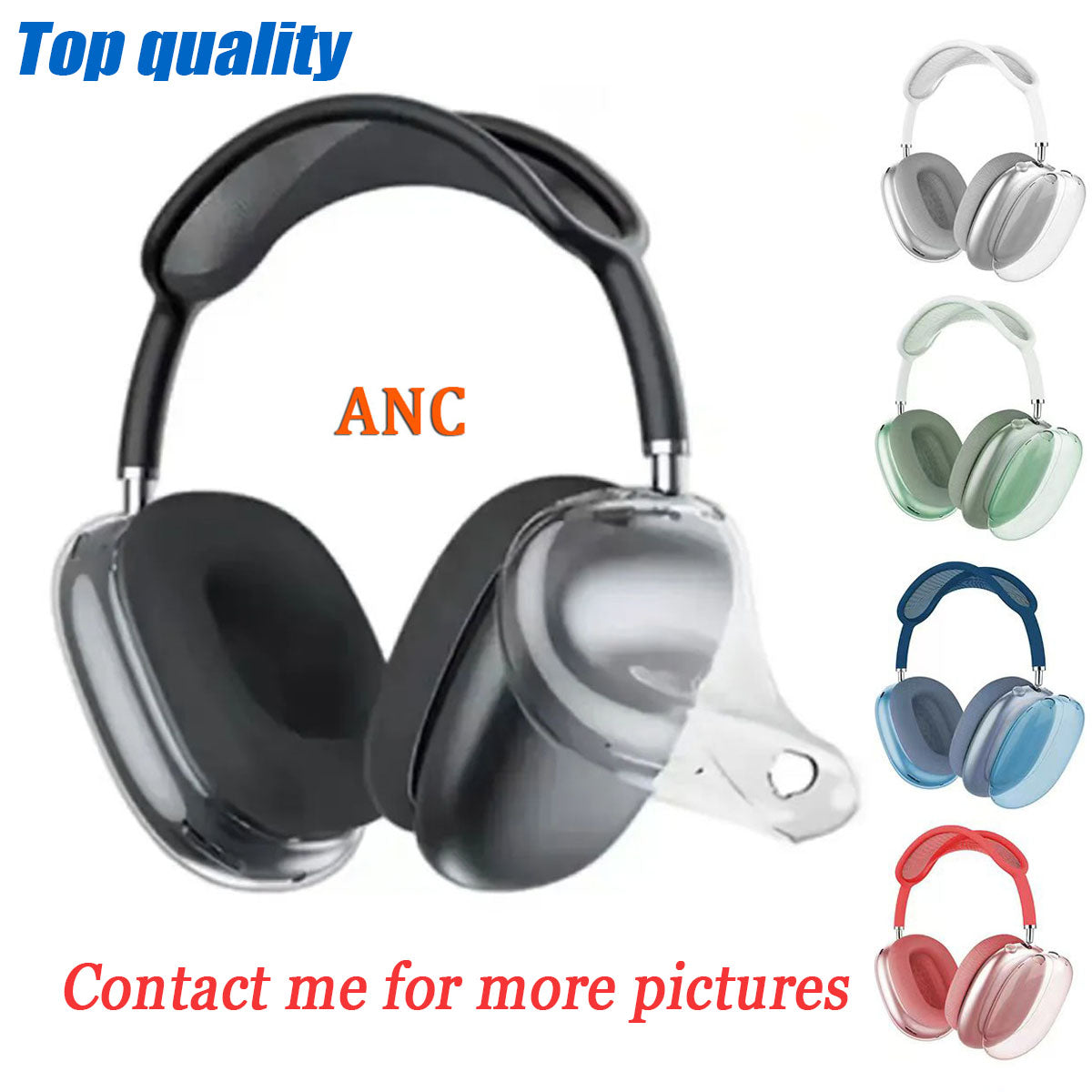 For Top Max bluetooth earbuds Headphone Accessories Transparent TPU Solid Silicone Waterproof Protective case AirPod Maxs Headphones Headset cover C