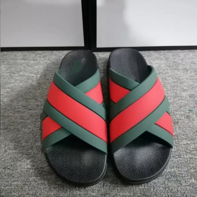 Men women slipper web slide black Rubber Slipper Slides Non Slip Sandals Thick Bottom Classics Sandal Flip Flops Strawberry Tiger Green Red White Be