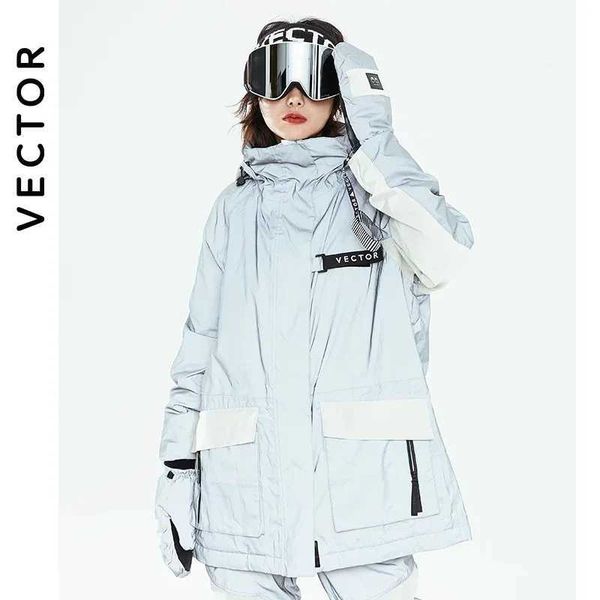Skiing Suits VECTOR womens warm ski suit hooded womens waterproof windproof reflective ski jacket outdoor clothing Q241028