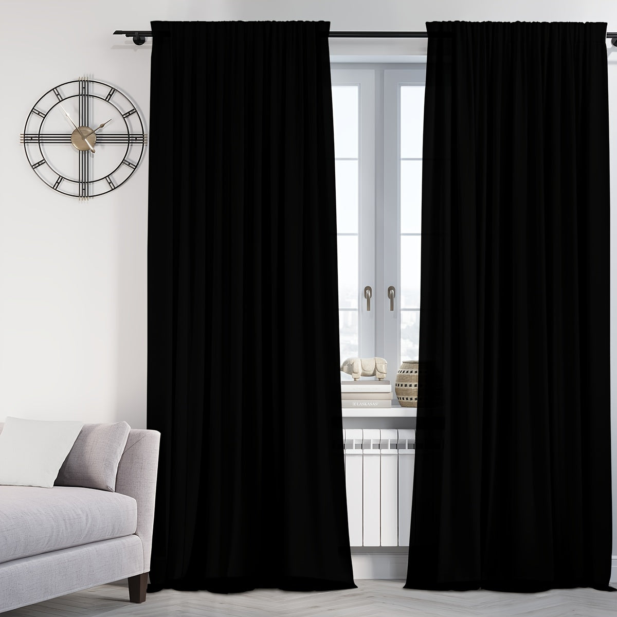 TEMU Single Panel, Blackout Curtain With Rod Pocket For Easy Hanging, In Multiple Sizes, Lightweight Fabric, Spot , 100% Light-blocking, Heat And