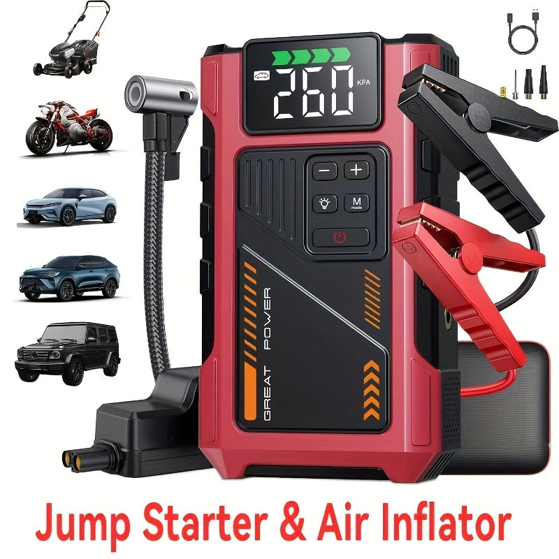 TEMU Portable Wireless Car Air Compressor Jump Starter With Air Compressor, Battery Jump Starter Portable , Car Battery Charger Portable
