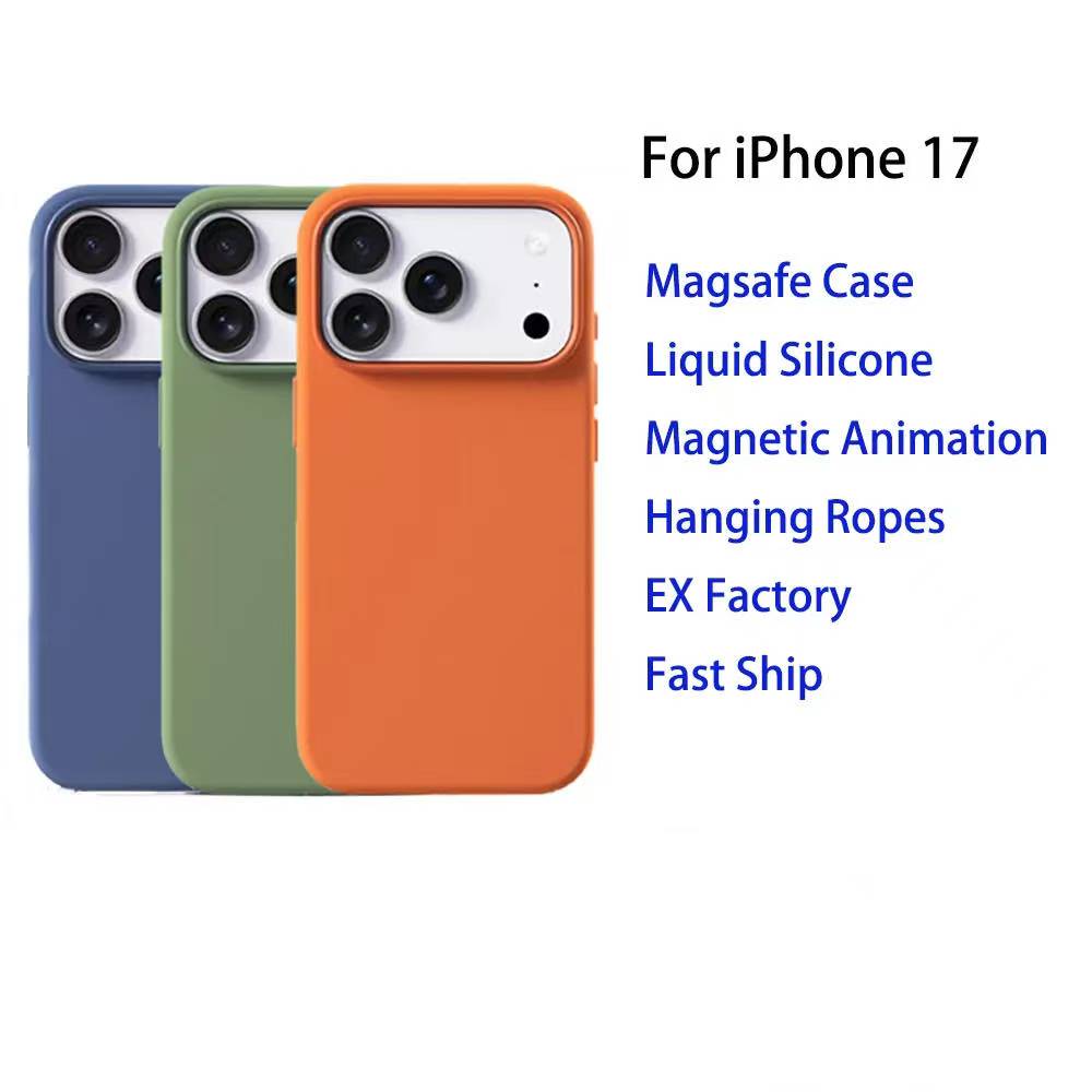 2025 Liquid Silicone Magsafe Phone Case, suitable for iPhone 17 series. Provides comprehensive protection for the phone and comes with a packaging b