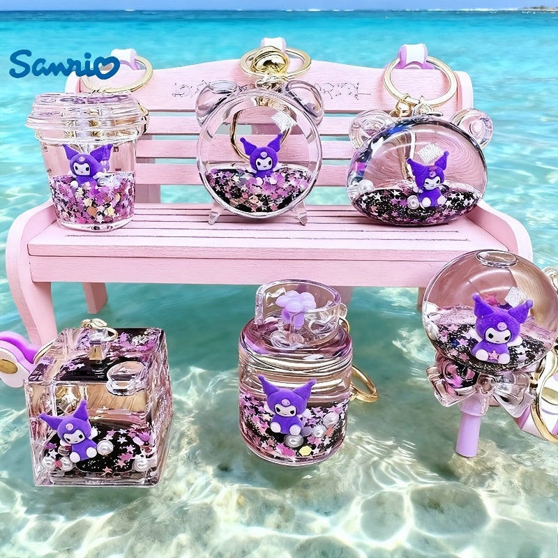 TEMU [2d Flat] 6pcs Acrylic Hanging Keys For Kuromi, Sparkling Purple And Pink Ornaments, Backpacks, Cars, And Handbags, Gifts For Women, Couple Bag