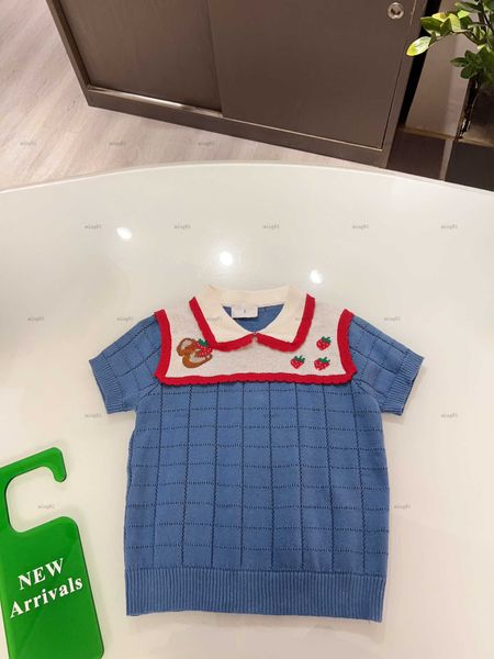 Brand kids Plaid knit POLO shirt baby lapel tees kids designer clothes summer child Short sleeve girl T-shirt
