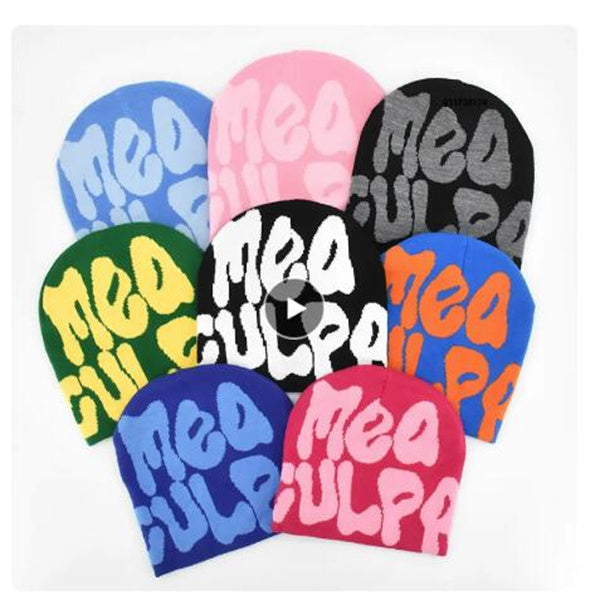New Knitting Beanies Hat Men Women Paragraph Quality Cap Mea Culpa Y2k Warm Fashion Hundred Take Cold Cap for Women Hats GC2280