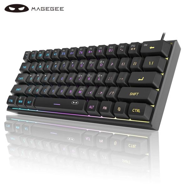 MageGee Mini 60% gaming keyboard RGB backlit 61 key tra Compact keyboard TS91 ergonomic waterproof mechanical feel closed Y241126