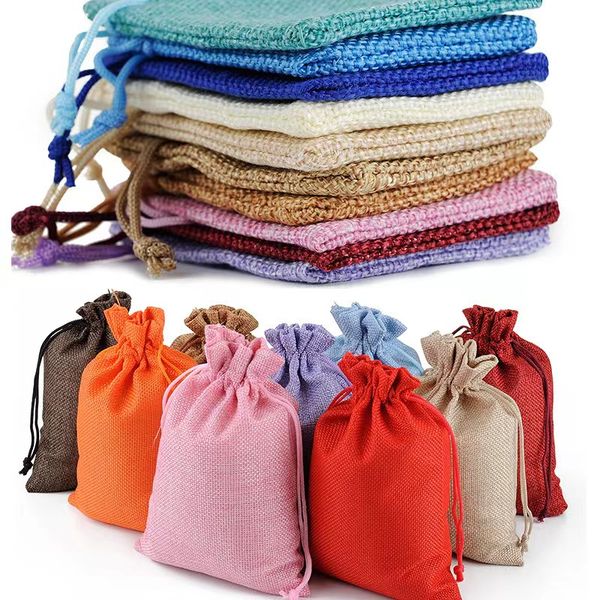 Burlap Mini Eco-Friendly Jute Sackcloth En Drawstring Jewelry Pouches Bag Christmas Gift Packaging Bags Customized 129Qh S s