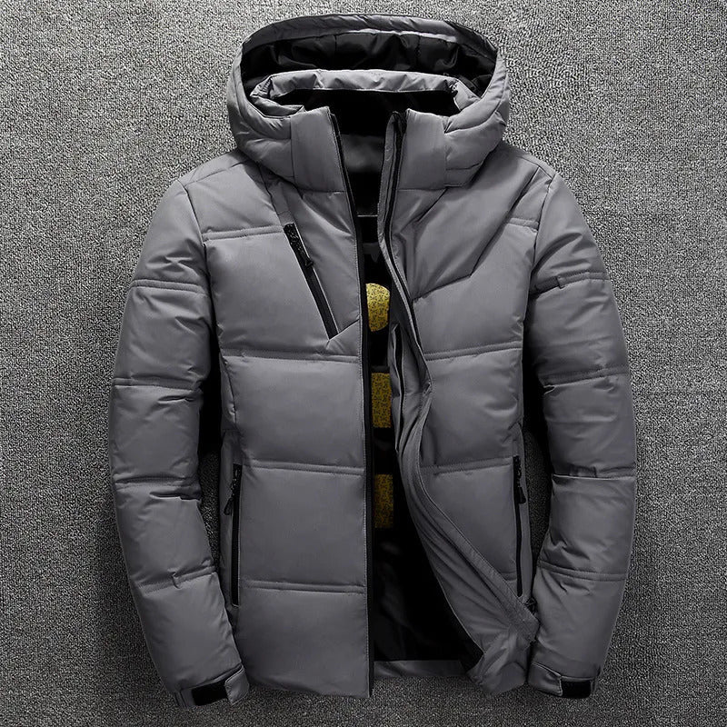 Men&#039;s Down Parkas Men&#039;s Winter Down Jacket With Hood Winter Warm Men Coat Casual Autumn Stand Collar Puffer Thick Hat White Duck Parka Mal
