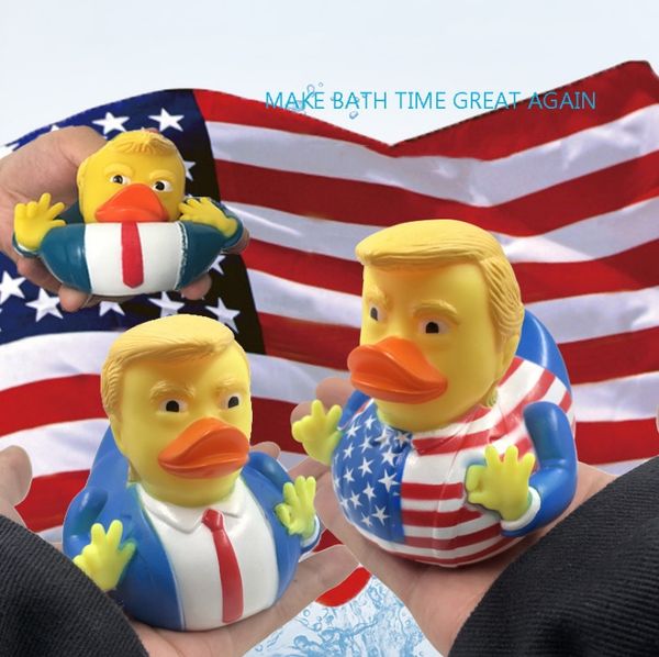 Creative PVC Flag Trump Duc Bath ating Duck Water Toy Supplies Funny Gift Party Favor Q980