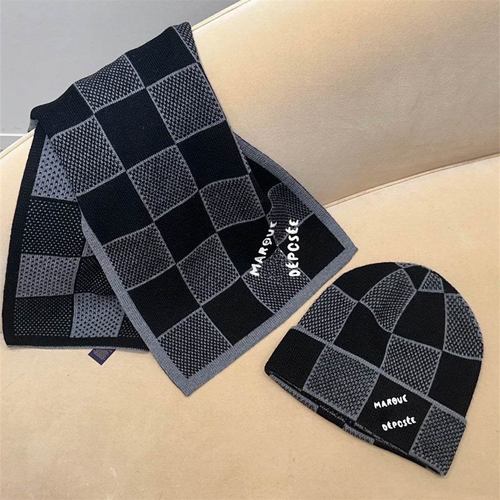 Designer For Women Men Scarf beanie Set Cashmere Winter Scarves Long Wraps Plaid 100% Cashmere Male Warmer Woman Durable pair suits Beautiful Scarf