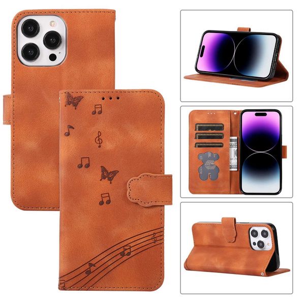 Cell Phone Cases New Suitable for iPhone 15promax Five Line Music Score Phone Case 14plus 13mini 12pro 11Card Holder Xs Xsmax Xr Protection