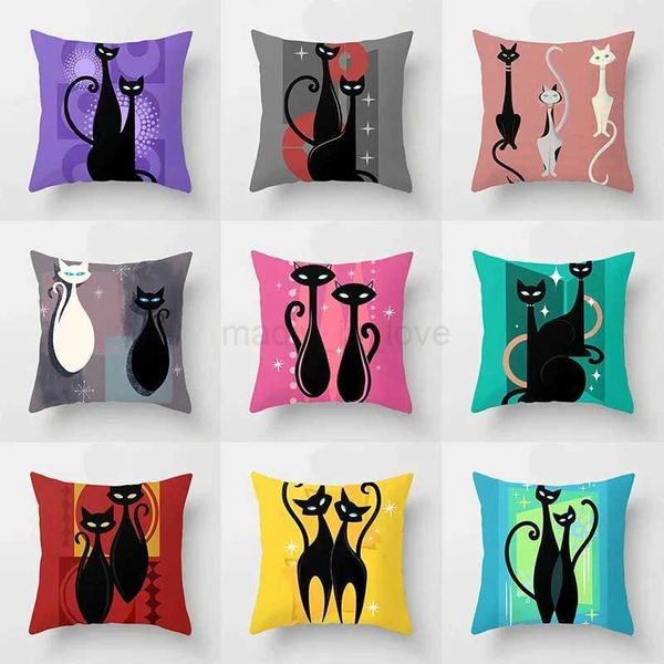 Living Room Cartoon Cat pillowcase Home Decor Printing Cushion Decorative BedroomM240717