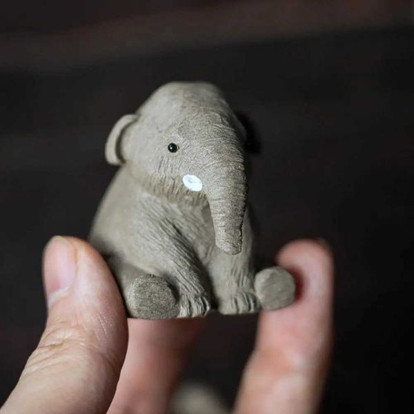 Purple Clay Tea Pet Handmade Purple Clay Elephant Tea Pet Cute Numbers Used for Kung Fu Tea Home Office Desk Decoration W240815
