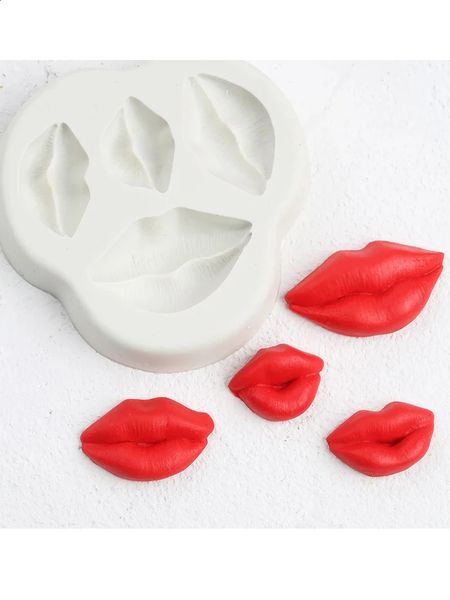 Red Lip Mouth Silicone Chocolate Mold 3D Valentines Moulds Cookie Sugar Candy Fondant Cake Decoration Baking Clay Form M2627 250110