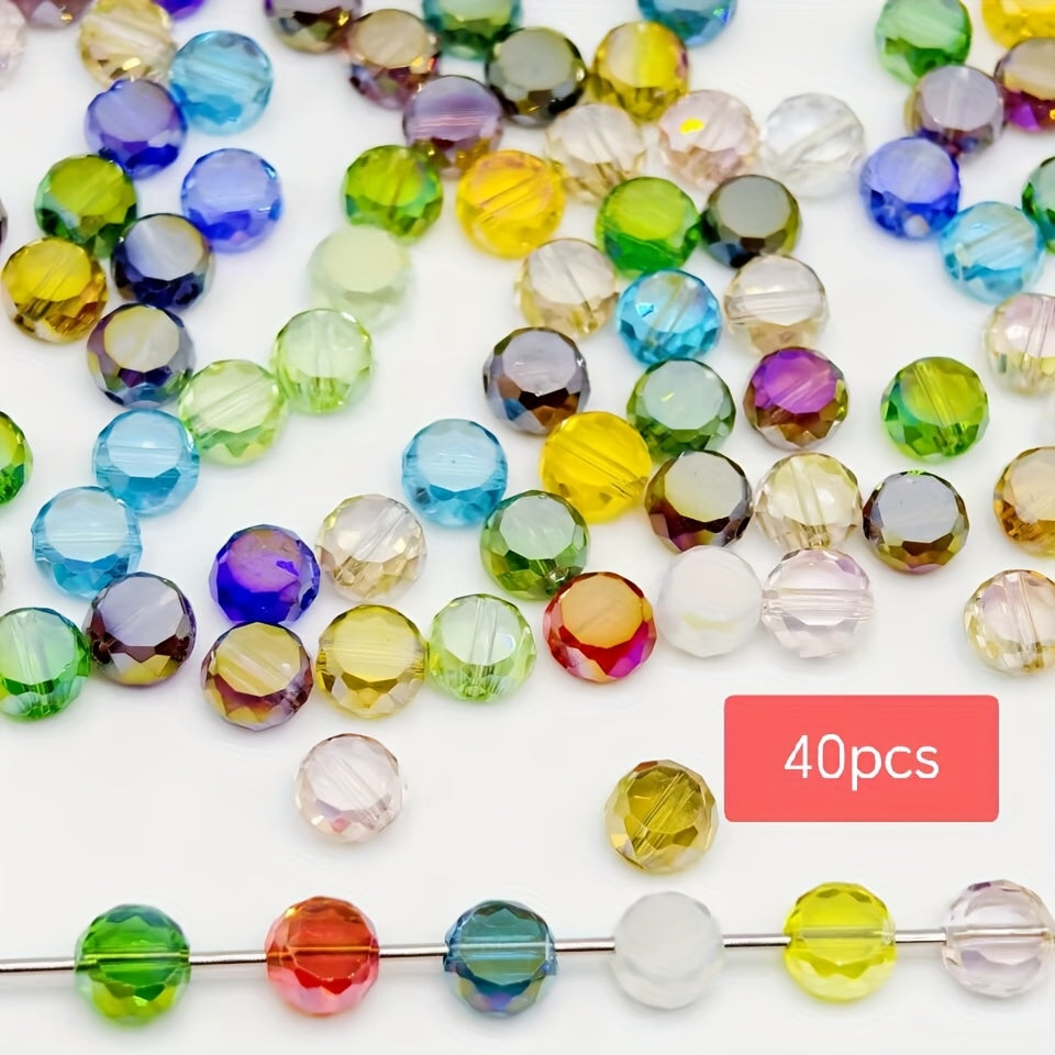TEMU 8mm Flat Round Glass Beads - Multicolor Uniform Large Spacer Beads For Making, Bracelets, Necklaces, Keychains - High- Supplies, Bracelet