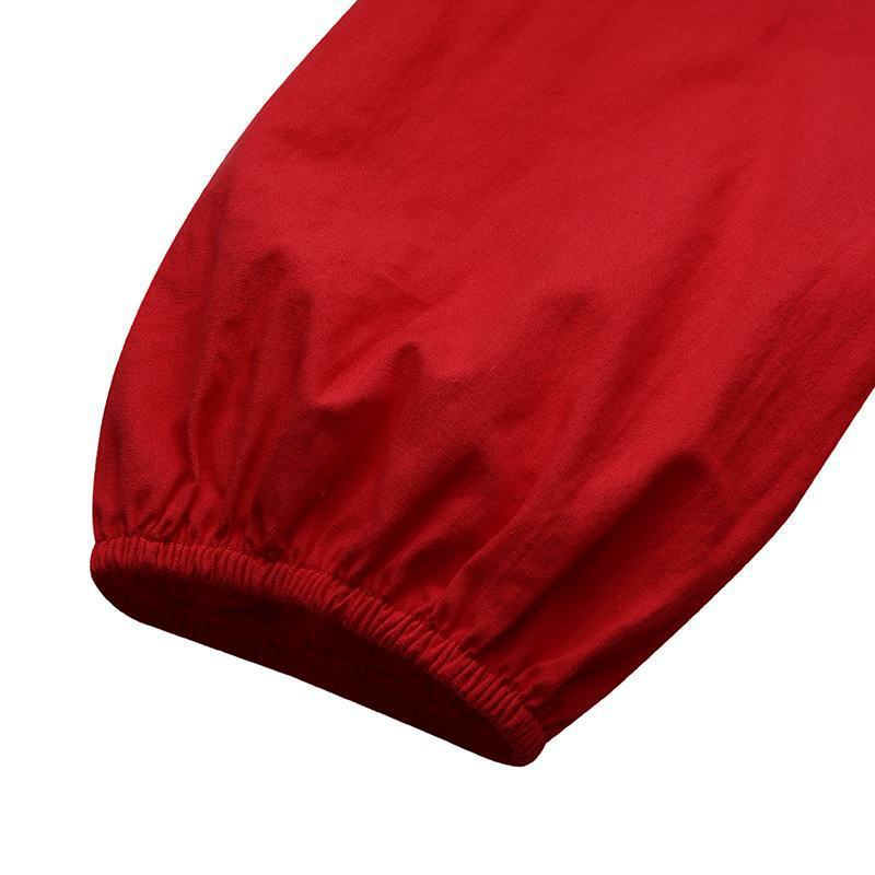 (591) New Fashionable Loose Solid Color Puff Sleeve Swing Long Dress