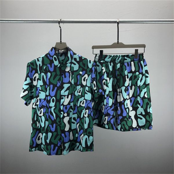 crime summer fashion Mens Tracksuits Hawaii beach pants set designer shirts printing leisure shirt man slim fit the board of directors short