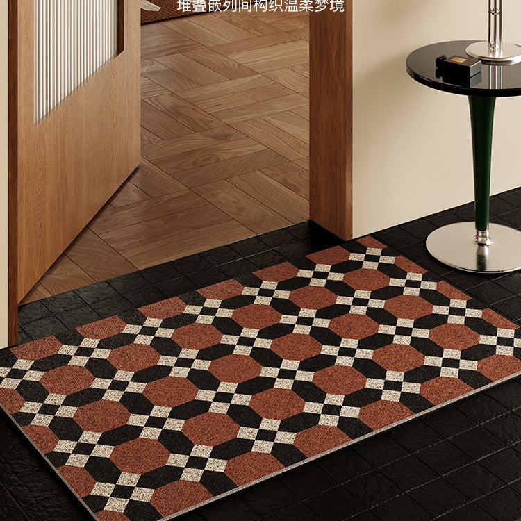 Entrance Door Mat Dirt-resistant and Cuttable Entrance Anti-slip Mat Porch Mud Scraping Silk Circle Floor Mat