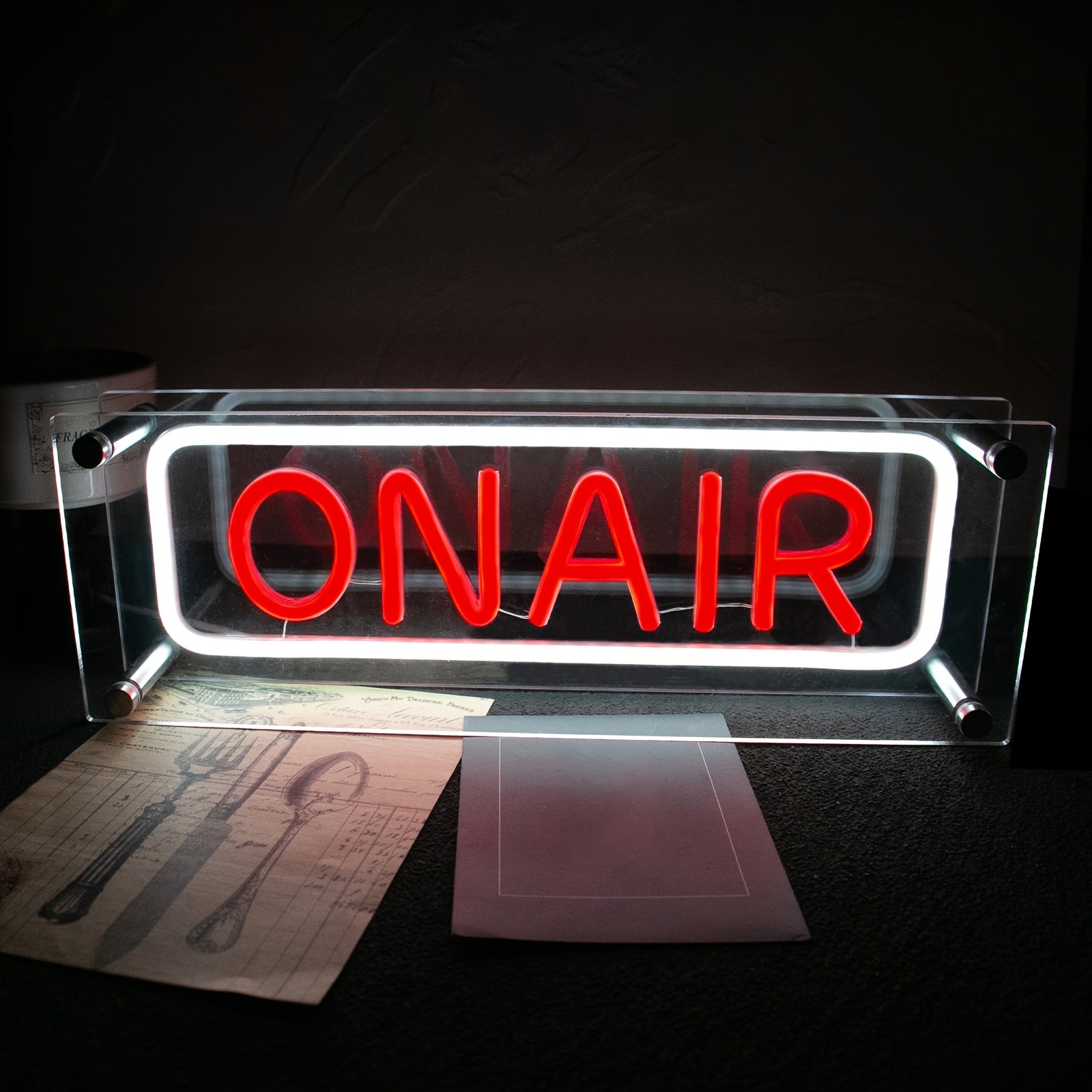 TEMU On Air Neon, Led Lights Desktop Sign Usb Power Supply, Mini Beautiful Acrylic Light Box, Button Operated Lamp, Suitable For Bedroom, Game Room,
