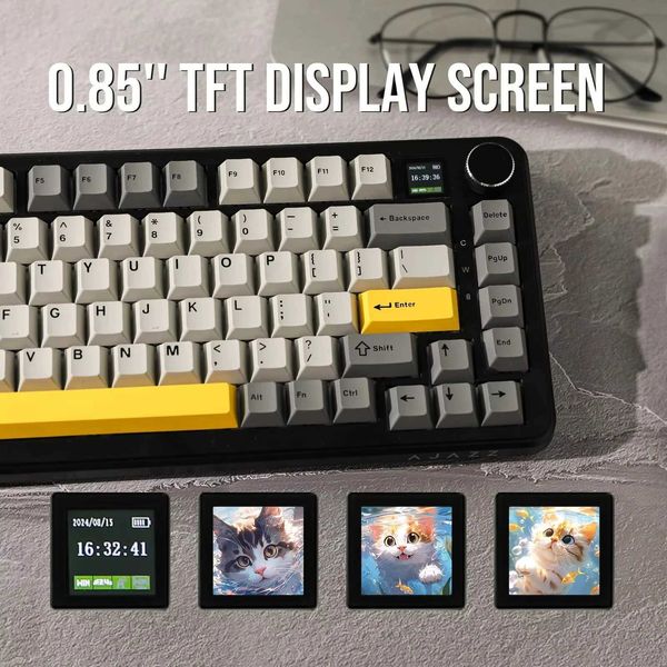 Keyboards AJAZZ AK820MAX Magnetic Switch Keyboard Wired-Wireless Tri-Mode 75% Layout With 0.85 TFT Screen 81Key Full Hot-Swappable For PC z2