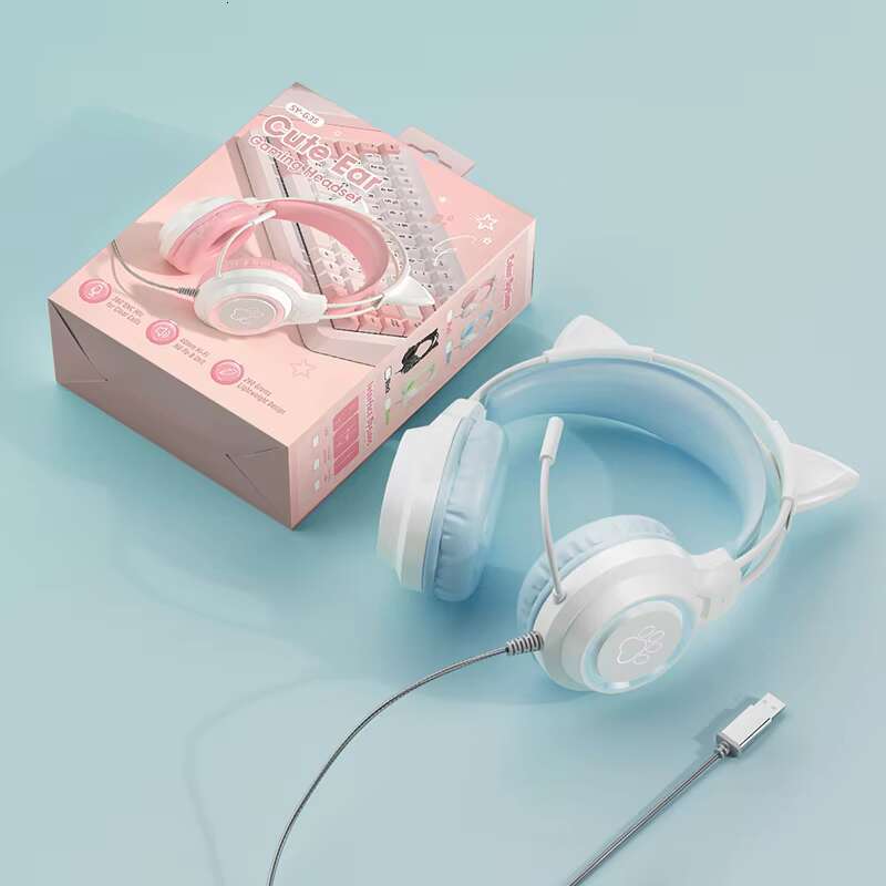 Shuoyin SY-G35 aron Wired 3.5 mm Cat Led Gaming Headset Headphones Over Ear with Microphone Wire for Girls PS4 PS5 Games