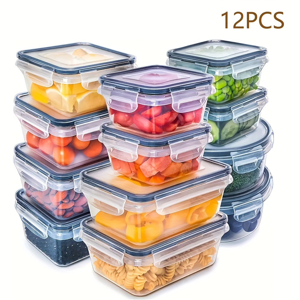 TEMU 12-24pcs Kitchen Set, Food Grade Plastic Jars, Bpa Free Refrigerator Fresh-keeping Box, Dishwasher Microwave Safe, Fruit Vegetable Storage