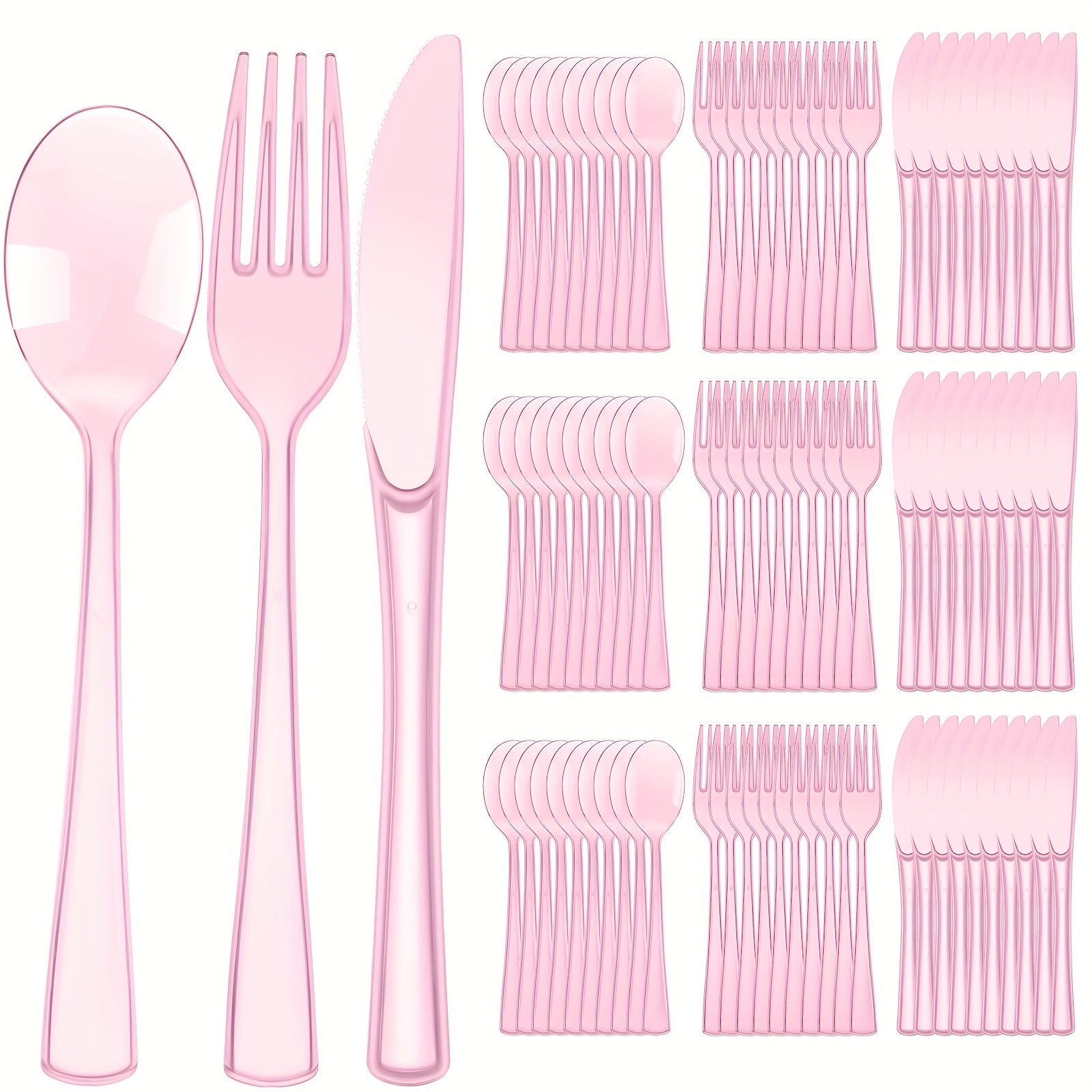 TEMU 150pcs Disposable Cutlery Set Plastic Silverware Heavy Duty Utensil Sets 50 Forks 50 Knives 50 Spoons For Home Office Party Picnics Restaurant