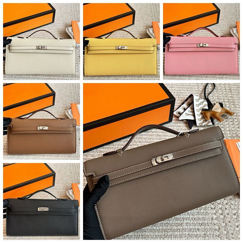 Top Quality Genuine Leather Clutch Bag Luxury Lady Evening Bag Designer Silver Buckle Purse Card Holders Bags Fashion Shoulder Bag Female Card Bag S