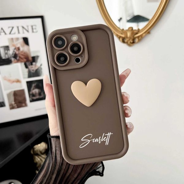 14 15 16 Pro Max DIY Name Case Personalized Customization Luxury Silicone Candy Love Heart Cover for iPhone 11 12 13 14 15 Pro Max M241008