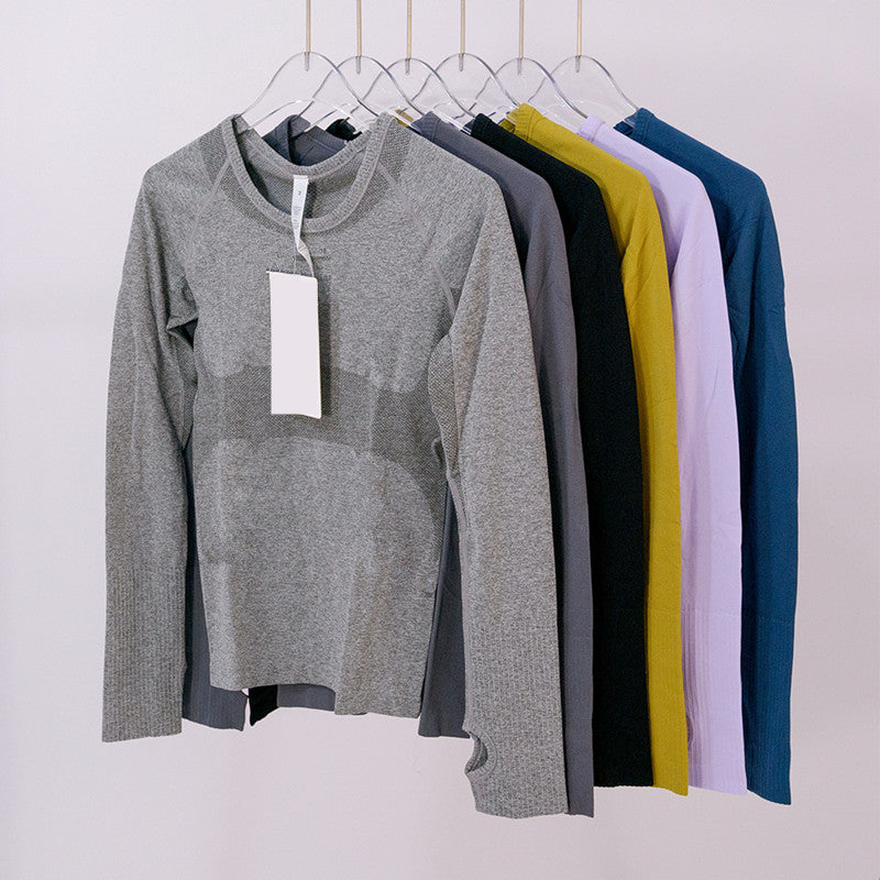 Womens Shirt Yoga Long Sleeve Solid Color Ninth lingerie Sports Shaping Waist Tight Fitness Shirts Sportswear Women Top