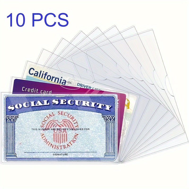 TEMU 10-pack Durable Pvc Card Sleeves, Transparent Waterproof Protector For Credit, Id, And Medical Cards - Heavy Duty Card Holder Case