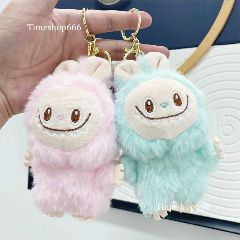 Keychains Lanyards Adorable Labubu Keychain Toy Cartoon Couple Dolls with Soft Plush Backpack Charm Miniature Figurine