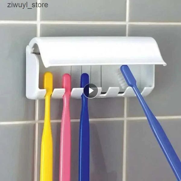 Toothbrush Holders Six hole toothbrush holder non tracking strong adhesive multi head toothbrush holder detachable and washable L240910