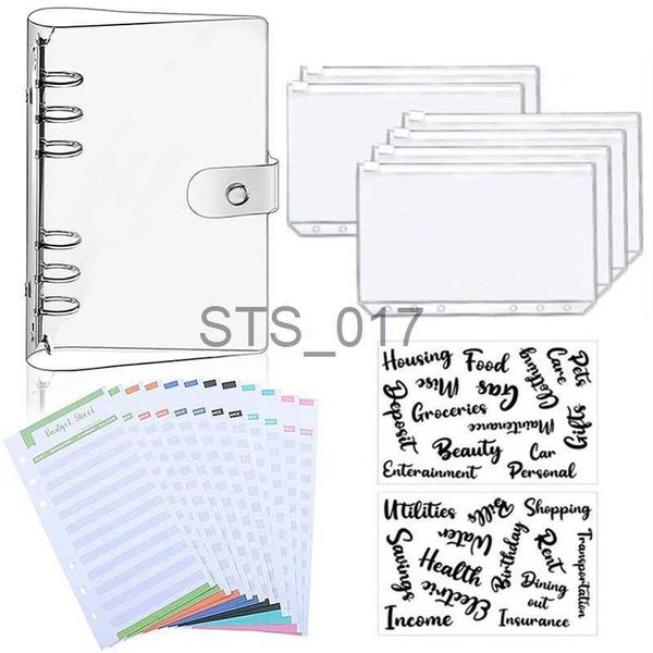 Notepads Notes A6 Loose Leaf Mini Binder Pockets Snap Button Mini Budget Binder 6 Ring Binder Covers PVC Clear Notebook Round Ring Protector