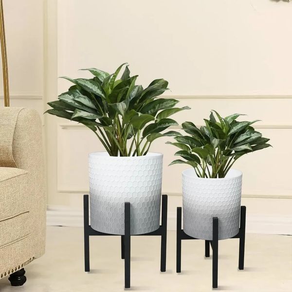 Plant Pot Decorative Honeycomb Gradient Planter with HolderIndoor Outdoor Flower Pots Drainage HolesGarden for Plan 240109