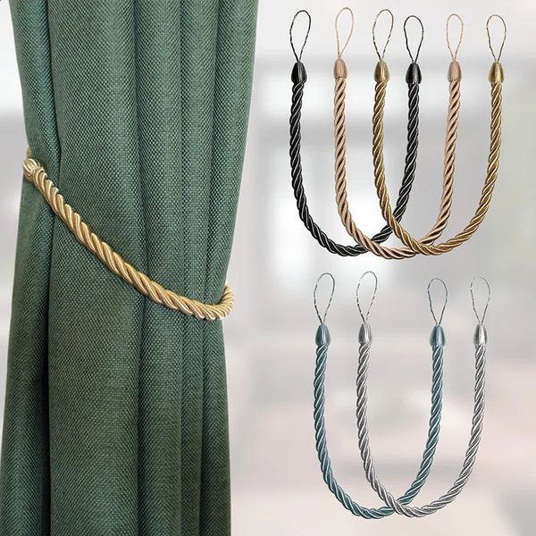 1Pc Handmade Weave Curtain Tieback Gold Curtain Holder Clip Buckle Rope Home Decorative Room Accessories Curtain Tie Backs 240824