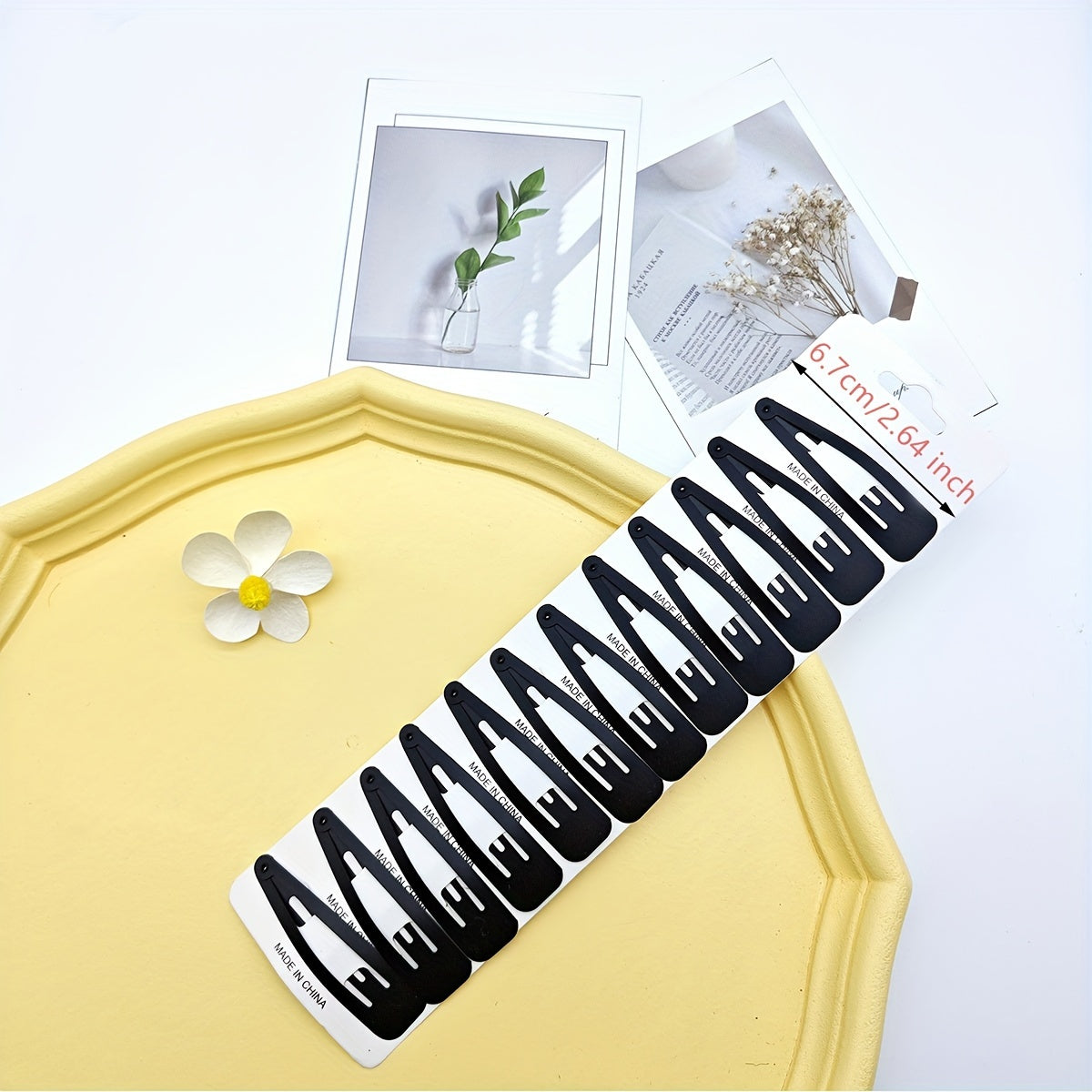 TEMU 12pcs Short Black Hair Clips For Women - Drop Hair Clips For Everyday Elegant Hair Styling Accessories Bb Clips