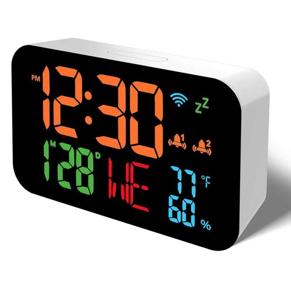 Tuya WiFi Desktop Clock Calendar Intelligent Thermometer Hygrometer with Digital LED Display Support WIFI Auto-Calibration Y240904