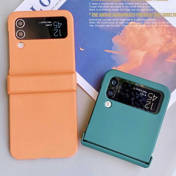 Phone Cases For Galaxy Z Flip 4 3 Candy Pure Color Case Silicone Soft-Touch Back Protective Cover tra Thin FoldableT250106