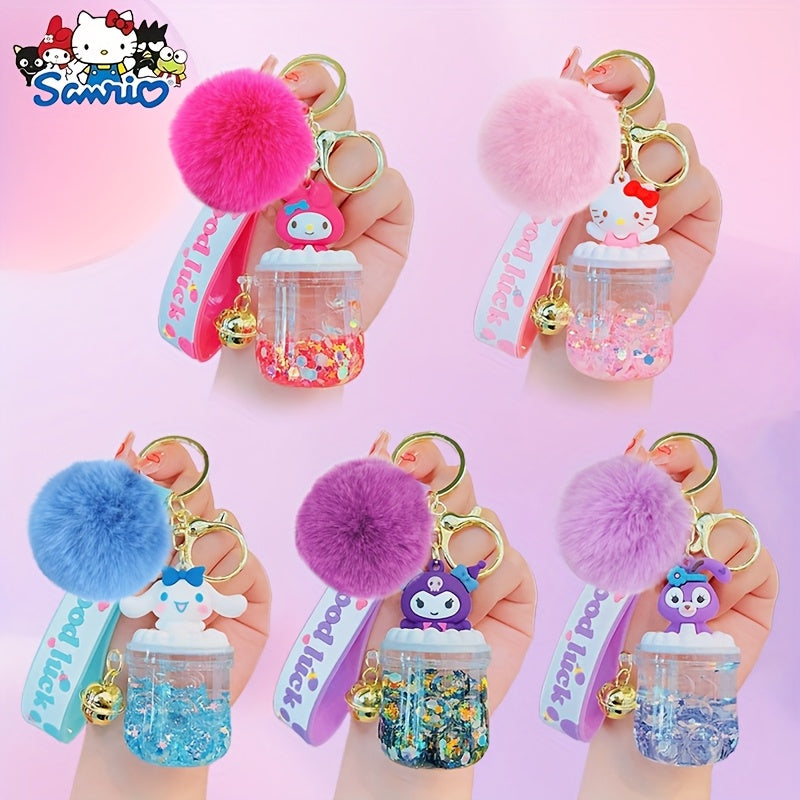 TEMU 10pcs For Hello Kitty And For Kuromi Keychains, Cartoon Cute Glitter Key Rings, Bag Pendants, Car Key Fobs, Plus Bright Balls More , Set Of