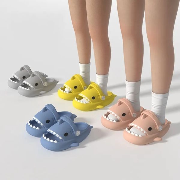 Outdoor Shark Slippers Women Sandals Thick Bottom Non-slip Men Slides Cute Kids Boys Girls Hole Shoes Couples Shark Flip Flops